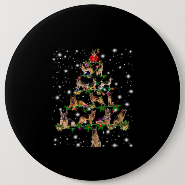 Chapa Redonda De 15 Cm Árbol alemán de Navidad cubierto por linterna (Anverso)