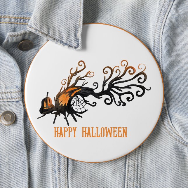 Chapa Redonda De 15 Cm Árbol de Halloween/Octubre/Caída/Calabaza (In situ)