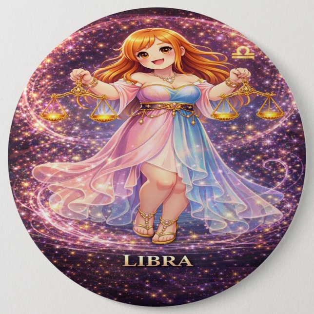 Chapa Redonda De 15 Cm Archive Galaxy: Libra Neon Harmony (Anverso)