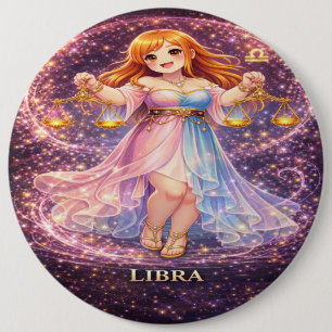 Chapa Redonda De 15 Cm Archivo Galaxia: Libra Neon Armonía