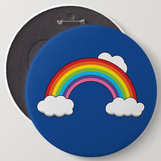 Chapa Redonda De 15 Cm Arcoiris con nubes blancas (Anverso y reverso)
