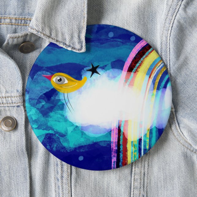 Chapa Redonda De 15 Cm Arcoíris de pájaro cielo azul (In situ)
