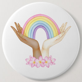 Chapa Redonda De 15 Cm Arcoiris LGBT en manos