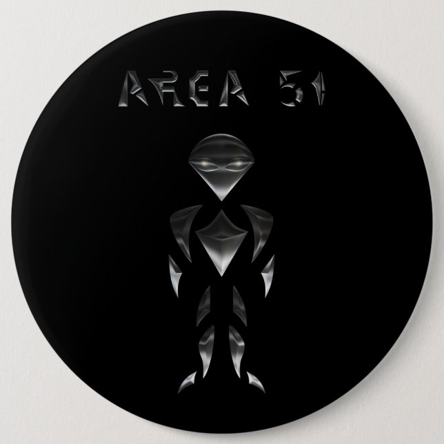 Chapa Redonda De 15 Cm Área 51 (Chrome) (Anverso)