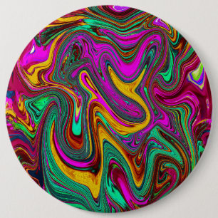 Chapa Redonda De 15 Cm Arte abstracto rosa caliente marmoleado y verde es