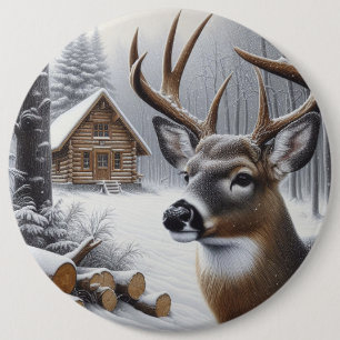 Chapa Redonda De 15 Cm Arte de venado invernal/ciervo