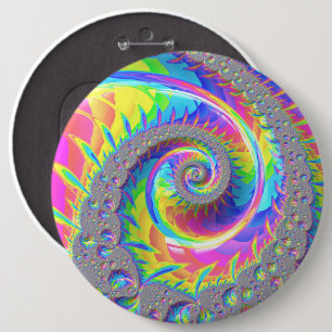 Chapa Redonda De 15 Cm Arte digital abstracto fractal espiral arcoíris ne