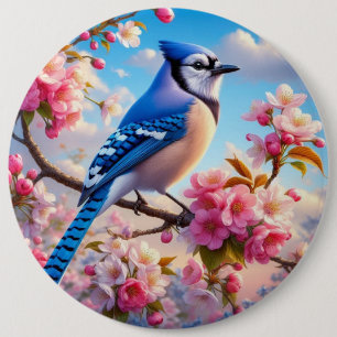 Chapa Redonda De 15 Cm Arte floral/primaveral de Jay azul