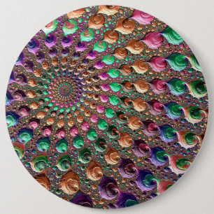 Chapa Redonda De 15 Cm Arte fractal en espiral vibrante y colorido