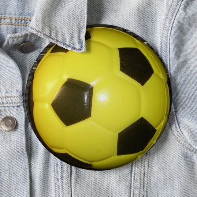 Chapa Redonda De 15 Cm Arte vibrante de fútbol amarillo y negro (fútbol) (In situ)