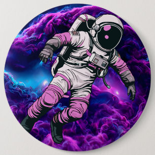 Chapa Redonda De 15 Cm Astronaut Galaxy Rosa Púrpura