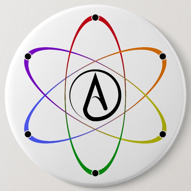Chapa Redonda De 15 Cm Atheist Atom Symbol Rainbow (Anverso)