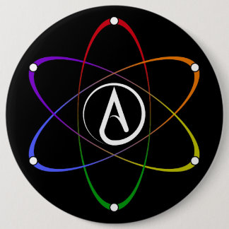 Chapa Redonda De 15 Cm Atheist Atom Symbol Rainbow White