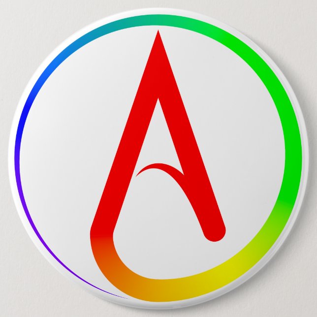 Chapa Redonda De 15 Cm Atheist Symbol Rainbow (Anverso)