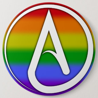 Chapa Redonda De 15 Cm Atheist Symbol White over Rainbow