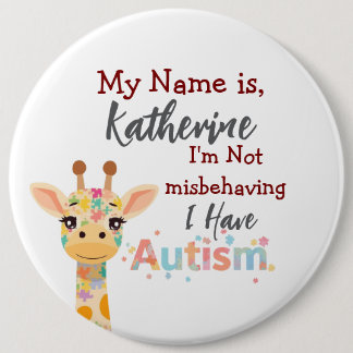 Chapa Redonda De 15 Cm Autism awareness button, I'm not misbehaving