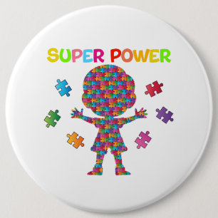 Chapa Redonda De 15 Cm Autismo, superpotencia