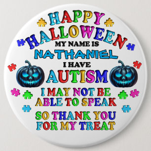 Chapa Redonda De 15 Cm Autismo Trick o Trato Personalizado de Halloween