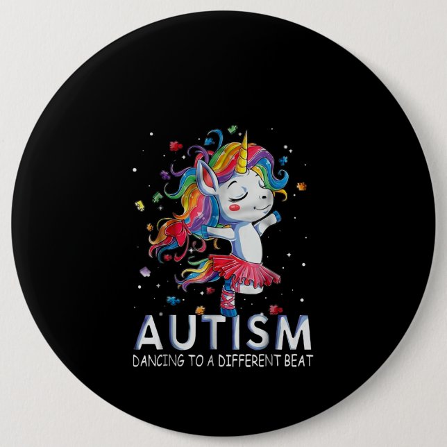 Chapa Redonda De 15 Cm Autista | Autismo Bailando A Un Golpe Diferente (Anverso)