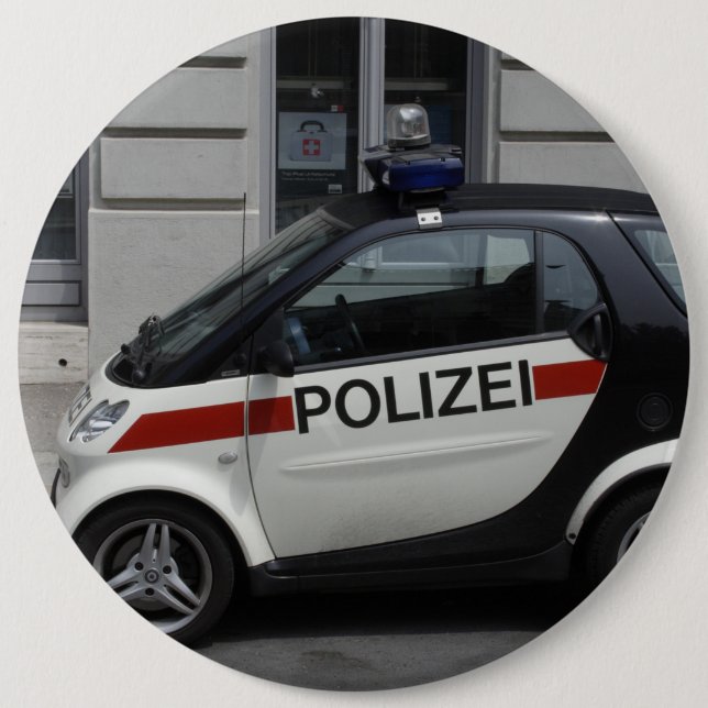 Chapa Redonda De 15 Cm Auto de Smart Polizei (Anverso)
