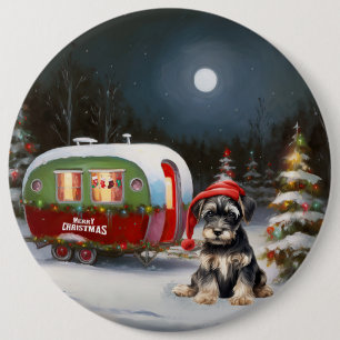 Chapa Redonda De 15 Cm Aventura de Navidades de la Caravana Schnauzer