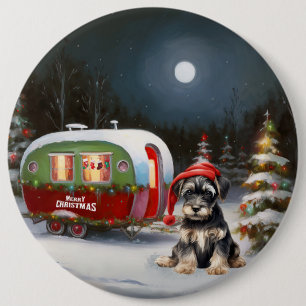 Chapa Redonda De 15 Cm Aventura Navideña del Caravana Schnauzer Invernal
