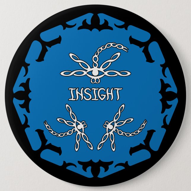 Chapa Redonda De 15 Cm Azul, Fila 3 Ojo Chakra "Insight" Dragonflies (Anverso)