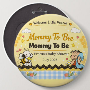 Chapa Redonda De 15 Cm Baby Shower Pin   Mami Abeja   Maní Pequeno