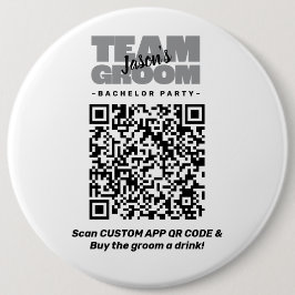 Chapa Redonda De 15 Cm Bacheler Party QR Code Buy Bebe Equipo Groom 6"