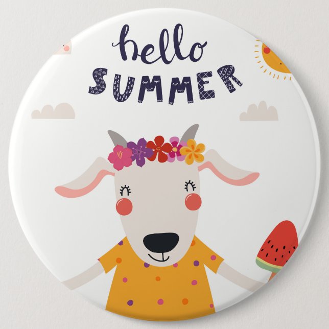 Chapa Redonda De 15 Cm Badge " Hello Summer " (Anverso)