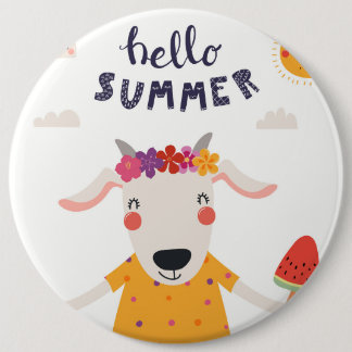 Chapa Redonda De 15 Cm Badge " Hello Summer "