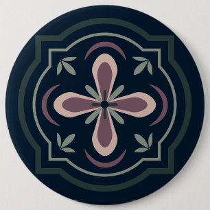 Chapa Redonda De 15 Cm baldosas geométricas florales de color terroso