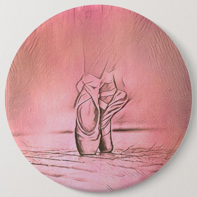 Chapa Redonda De 15 Cm Ballet bailarín zapatillas Ballerina rosa (Anverso)