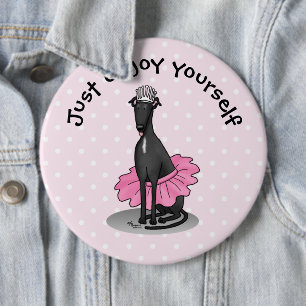 Chapa Redonda De 15 Cm Ballet Ballerina Princess Greyhound Dog (negro)