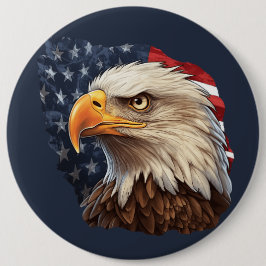 Chapa Redonda De 15 Cm Bandera americana águila calva