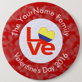 Chapa Redonda De 15 Cm Bandera colombiana de AMOR rojo personalizada