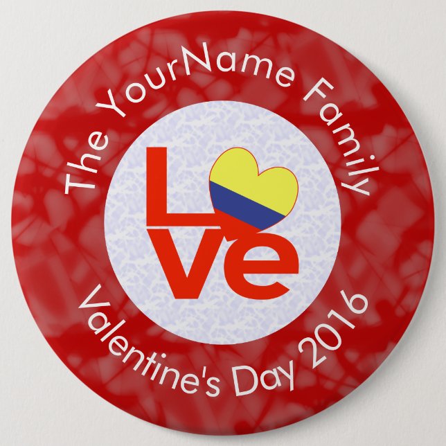 Chapa Redonda De 15 Cm Bandera colombiana de AMOR rojo personalizada (Anverso)