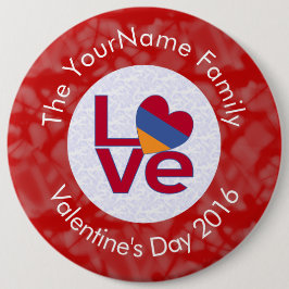 Chapa Redonda De 15 Cm Bandera de AMOR de letras rojas armenia personaliz