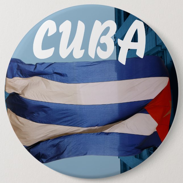 Chapa Redonda De 15 Cm Bandera de Cuba (Anverso)