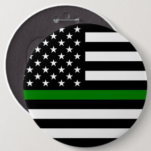 Chapa Redonda De 15 Cm Bandera delgada de la Línea Verde: Veteranos milit
