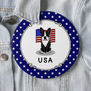 Chapa Redonda De 15 Cm Bandera estadounidense Cute USA Bandera Boston Ter