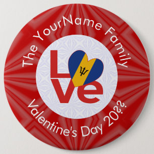 Chapa Redonda De 15 Cm Bandera Personalizada Barbadian Red LOVE