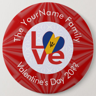 Chapa Redonda De 15 Cm Bandera Personalizada Barbadian Red LOVE