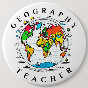 Chapa Redonda De 15 Cm Bandera redonda de profesores de geografía con un 