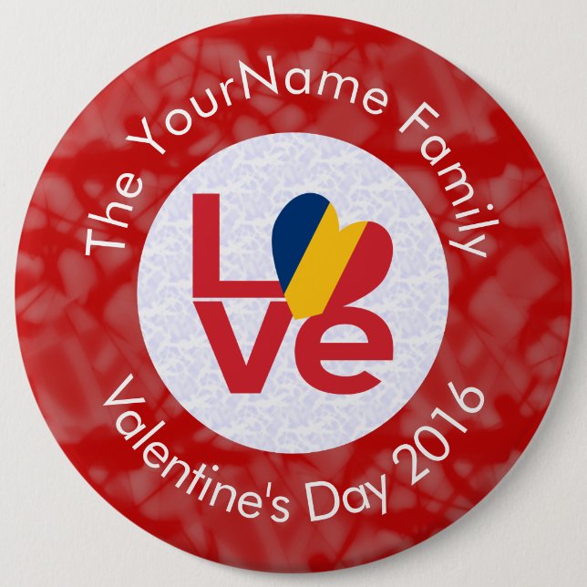 Chapa Redonda De 15 Cm Bandera Roja Personalizada de Chad LOVE (Anverso)