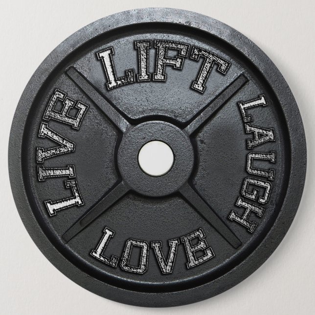 Chapa Redonda De 15 Cm Barbell Plate - Levantar, vivir, amar, reír (Anverso)