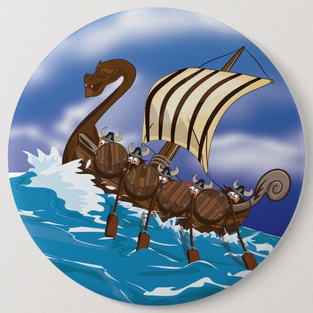 Chapa Redonda De 15 Cm Barco Vikingo (Anverso)