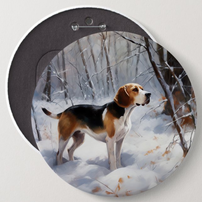 Chapa Redonda De 15 Cm Beagle Let It Snow Navidades (Anverso y reverso)