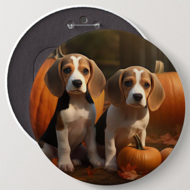 Chapa Redonda De 15 Cm Beagle Puppy Calabaza deslumbrante de otoño (Anverso y reverso)