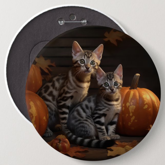 Chapa Redonda De 15 Cm Bengal Kitten Calabaza deslumbrante otoño (Anverso y reverso)